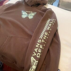 Vans Brown Hoodie with Butterfly and Logo
